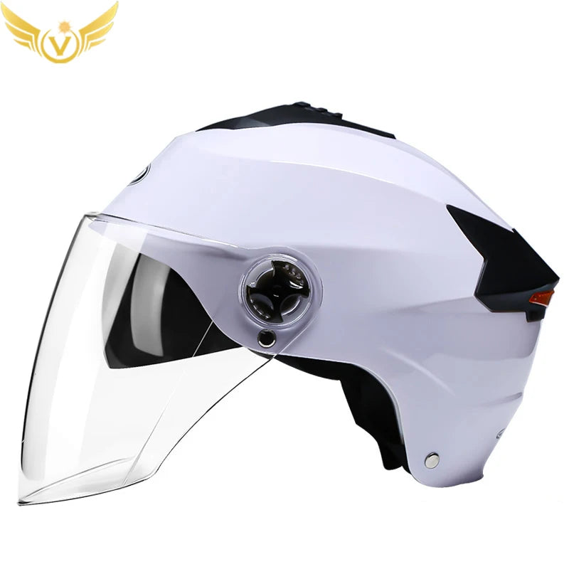Motorcycle Helmet with LED Lights | Adjustable Electric Scooter & Moped Half Helmet for Men and Women
