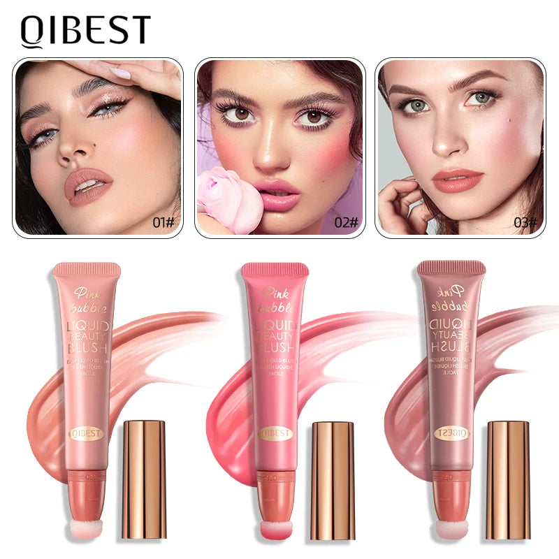 QIBEST Cushion-Applicator Liquid Blush (Waterproof, Soft-Matte)