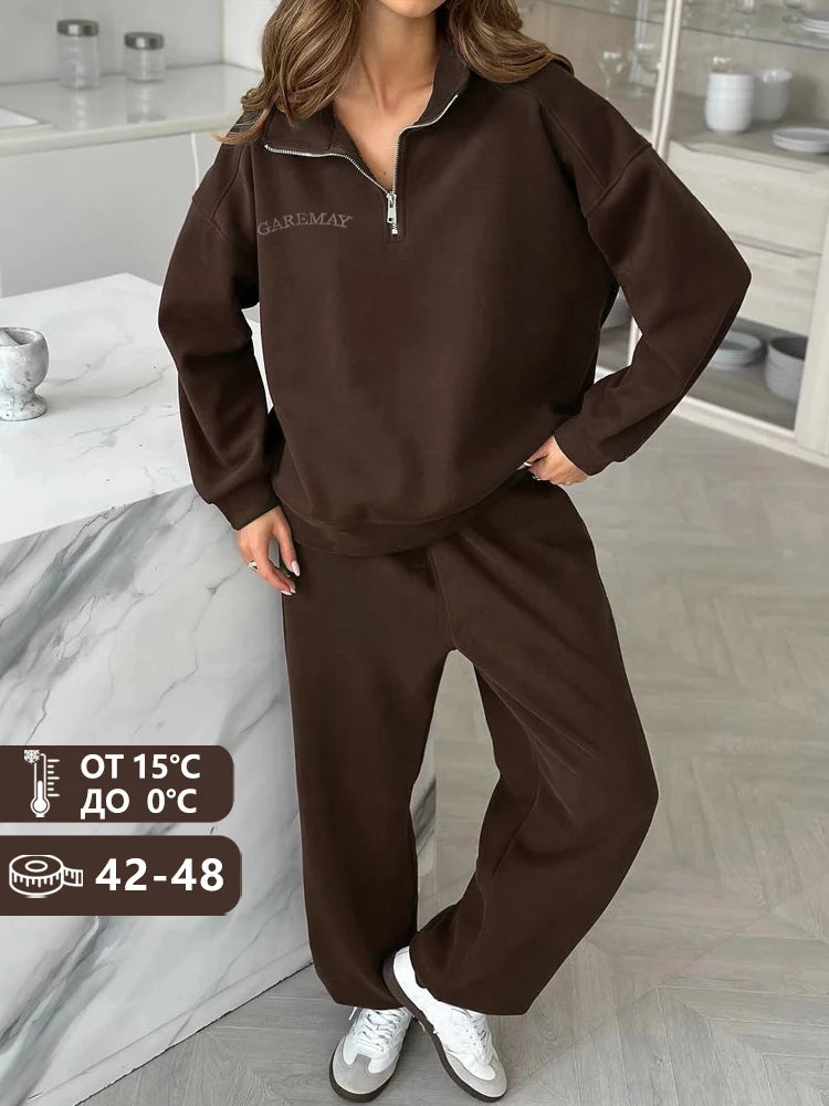 Spring Women's Tracksuit with Zipper Cotton Oversize Classic Pink  Two Piece Set Women Casual  Yellow Trouser Suits for Women