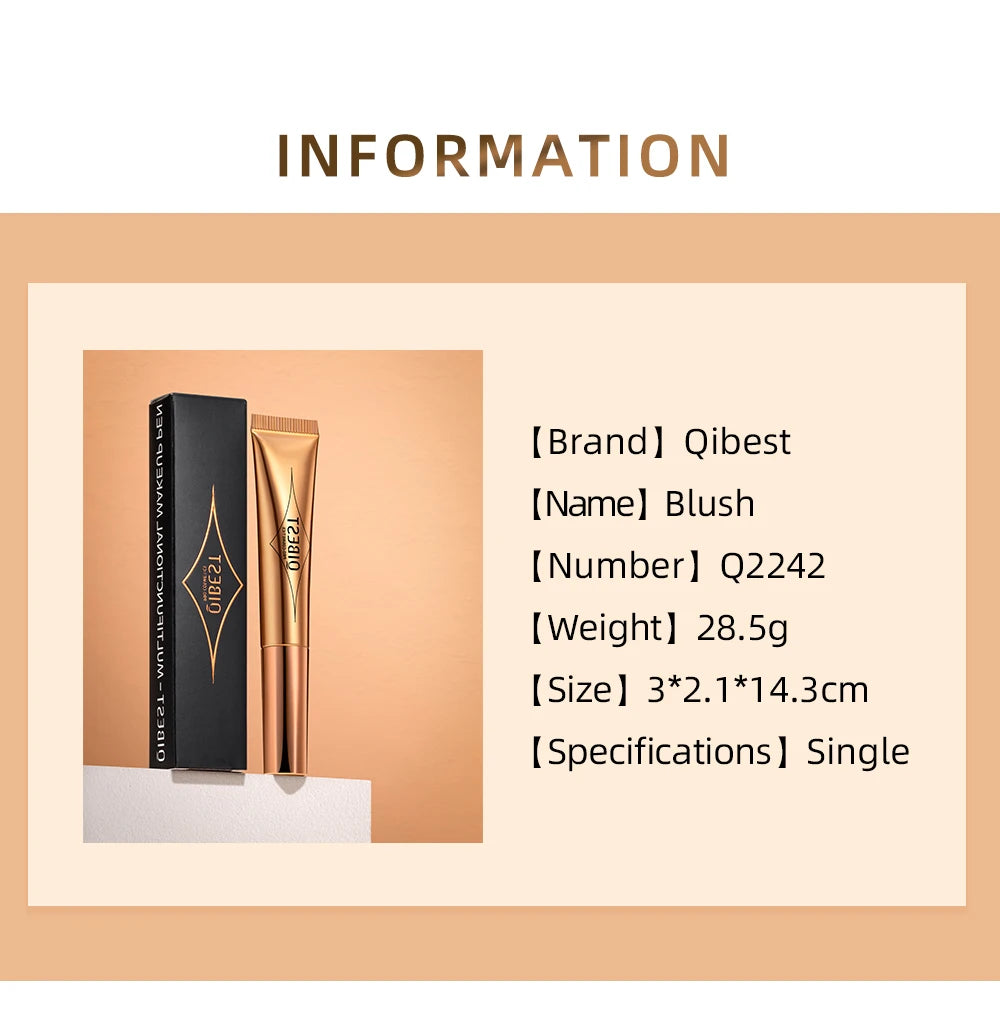 QIBEST Cushion-Applicator Liquid Blush (Waterproof, Soft-Matte)