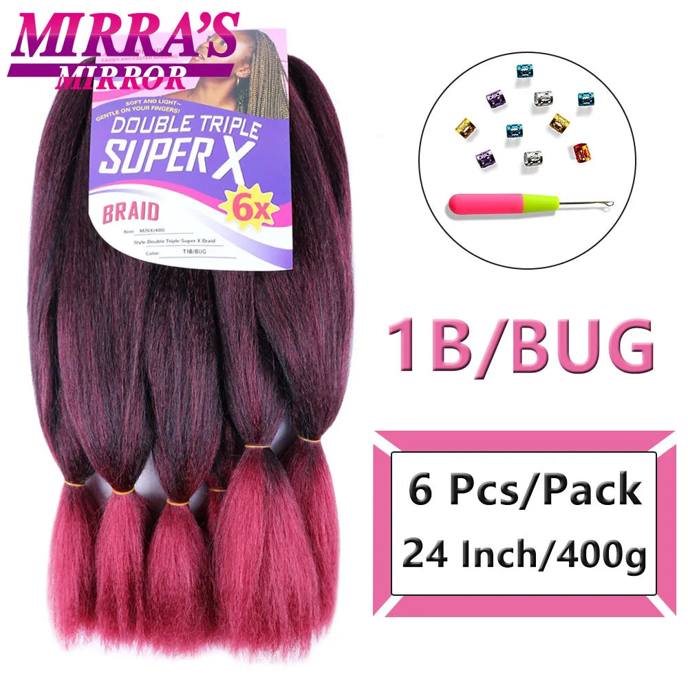 400G 24 Inch Long Jumbo Braiding Hair Super X Synthetic Jumbo Hair Extensions For Braiding African Twist Box Braids Blue Ombre