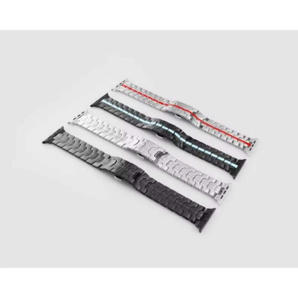 Jaytop Stainless Steel Watch Band + Case for Apple Watch (Ultra / Series 10–4 & SE) — Butterfly Buckle