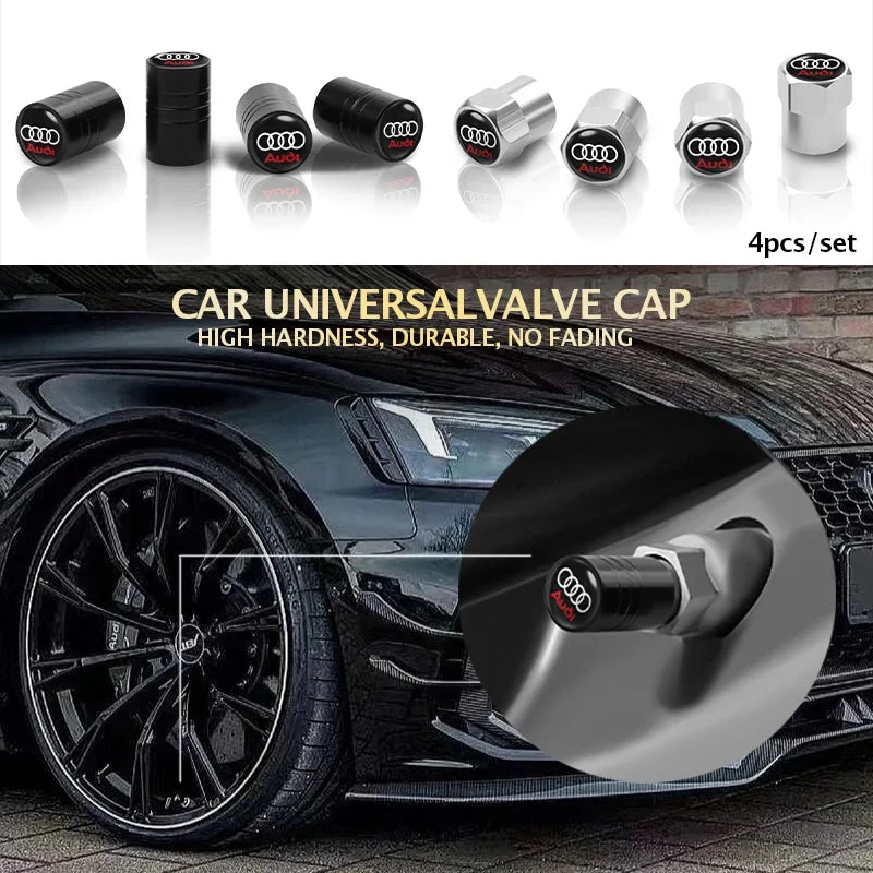 Metal Tire Valve Caps Set of 4 – Stem Covers for Audi Models
