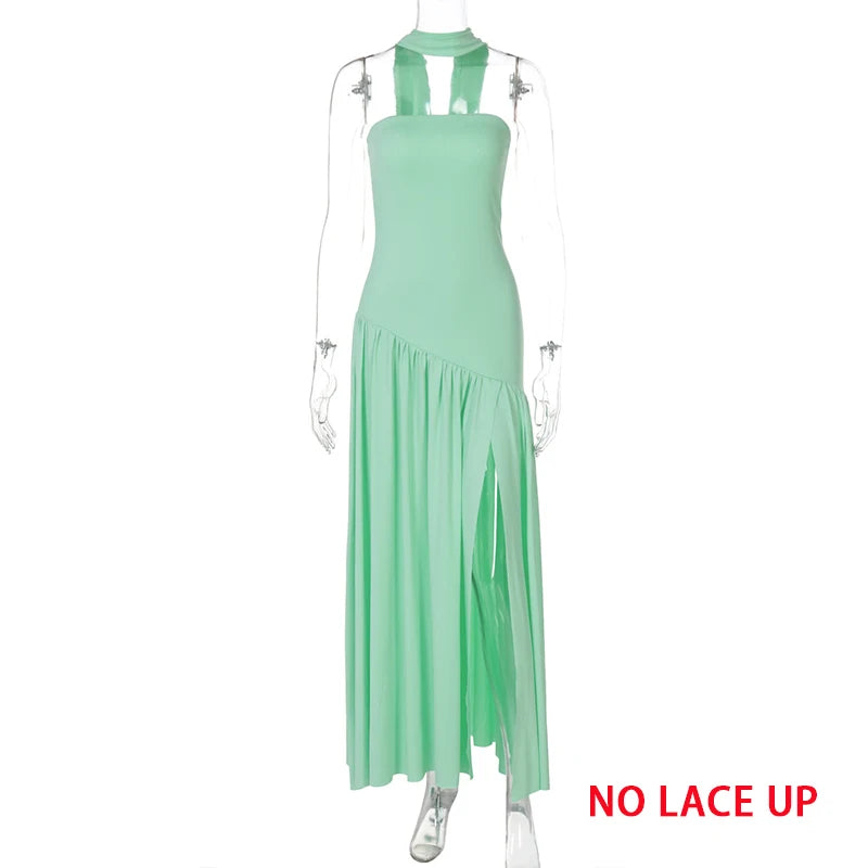 Giyu Sexy Evening Party Dresses Women 2025 Autumn Summer Maxi Long Dress Elegant Strapless Split Backless Pleated Dress