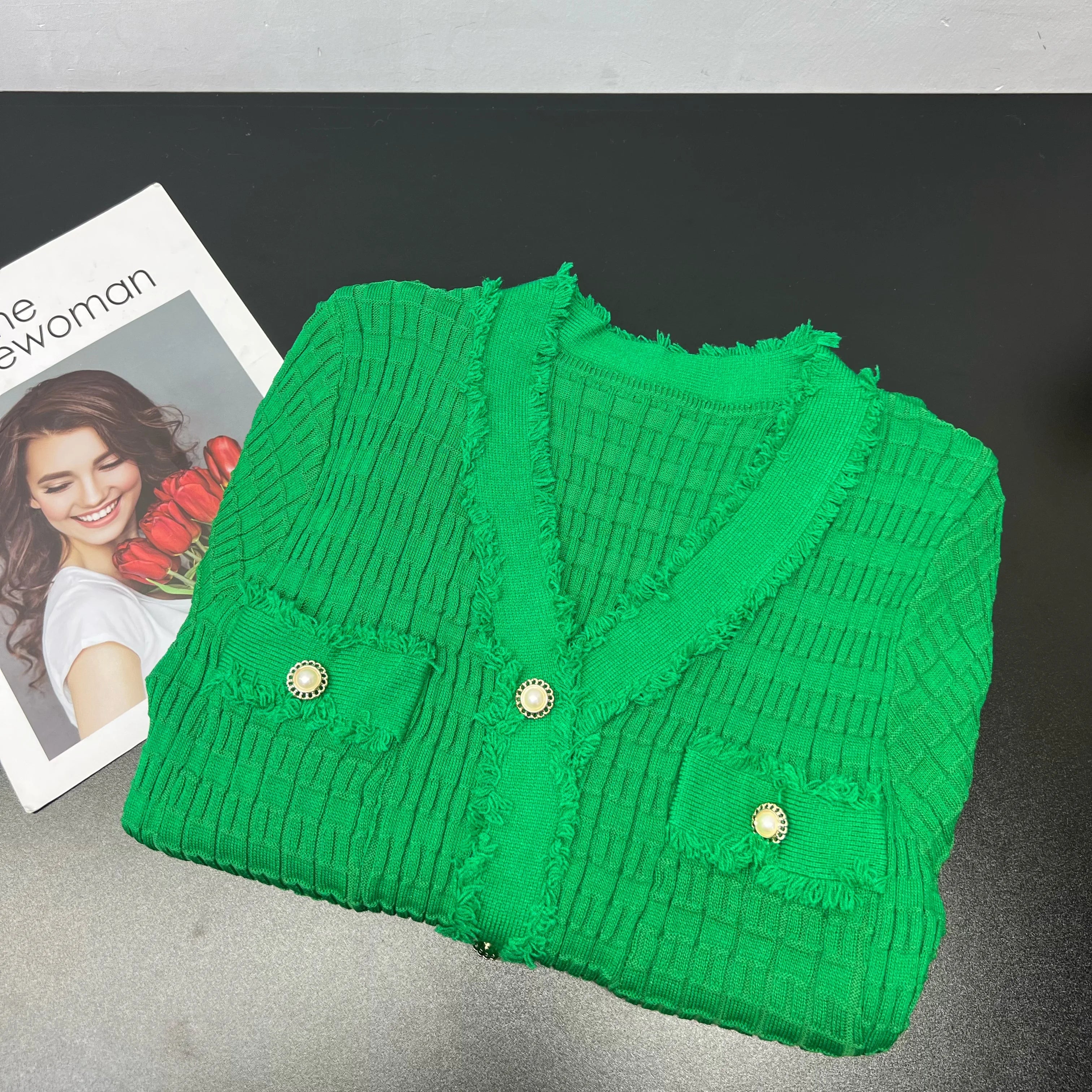 YuooMuoo 2026 New Arrival Women Knitted Long Dress Elegant V-neck Single-breasted Split Sweater Dress Office Lady Vestidos