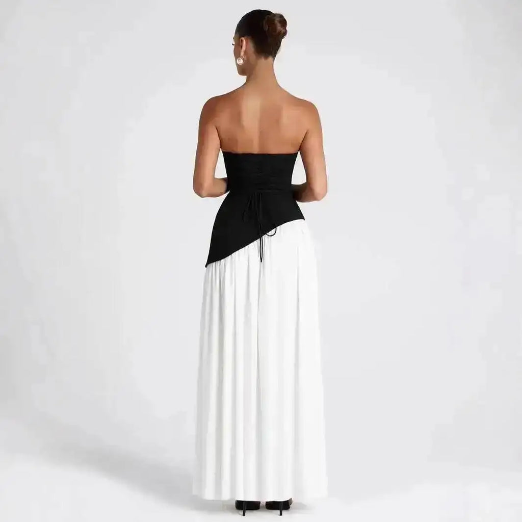 Giyu Sexy Evening Party Dresses Women 2025 Autumn Summer Maxi Long Dress Elegant Strapless Split Backless Pleated Dress