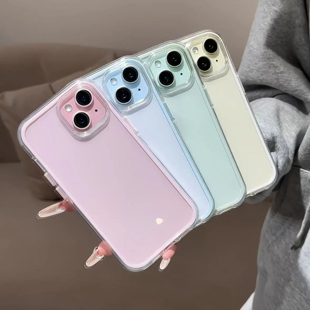 Luxury Candy Color Frame Clear Back Phone Case For iPhone 17 16 15 14 13 12 Pro Max 11 16PLUS 17 Acrylic Shockproof Bumper Cover
