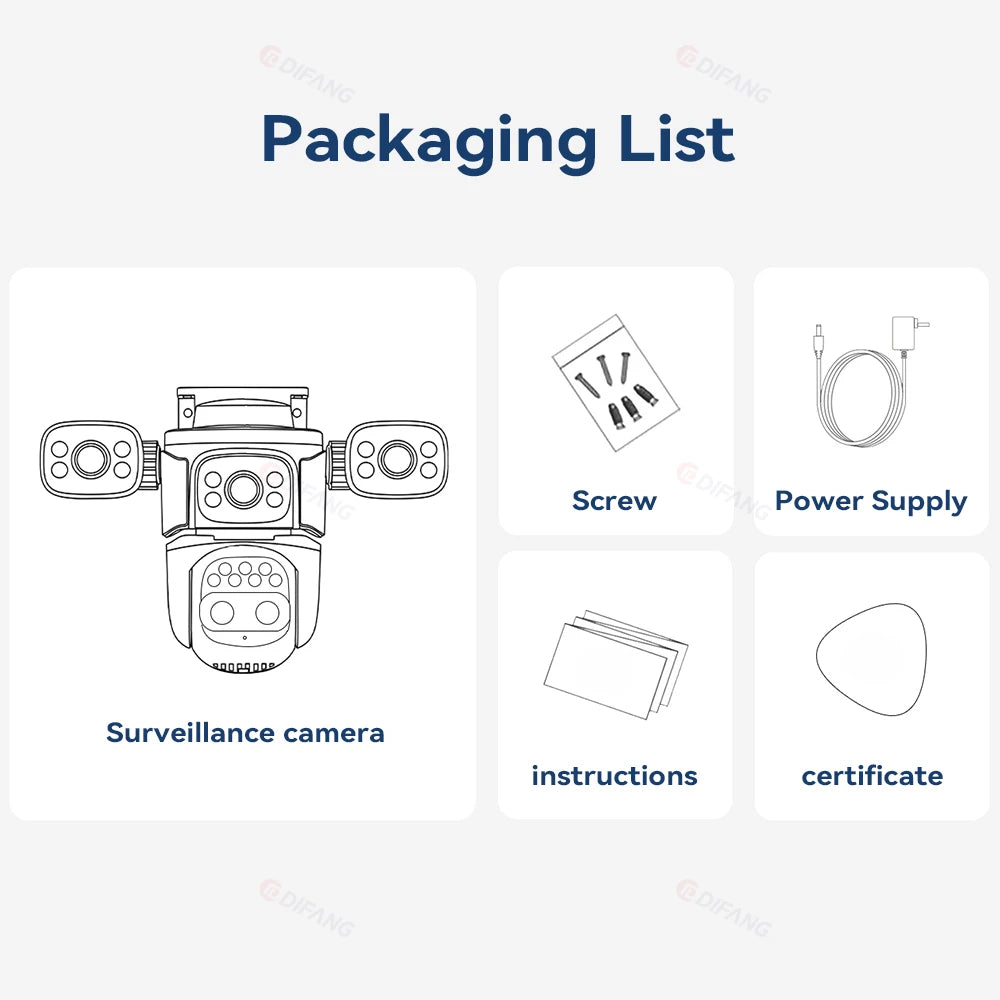 Outdoor 10K WiFi6 Camera 20MP 10X Optics Zoom Three Screen Four Len PTZ Automatic Tracking 6K Dual Lens Waterproof Security CCTV