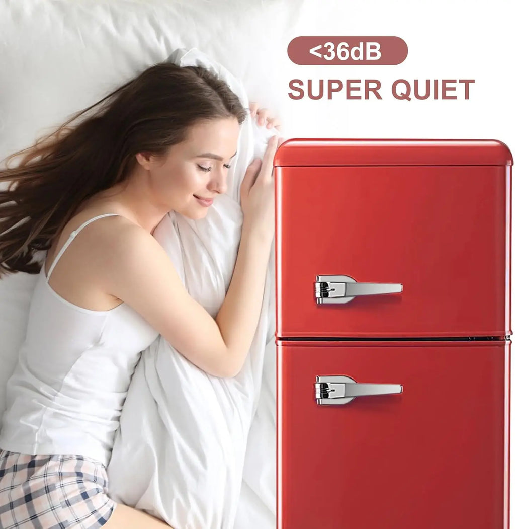3.2 Cu.ft Compact Refrigerator Red 2 doors Mini Fridge with Freezer, Retro Design Small Drink Chiller for Home, Office