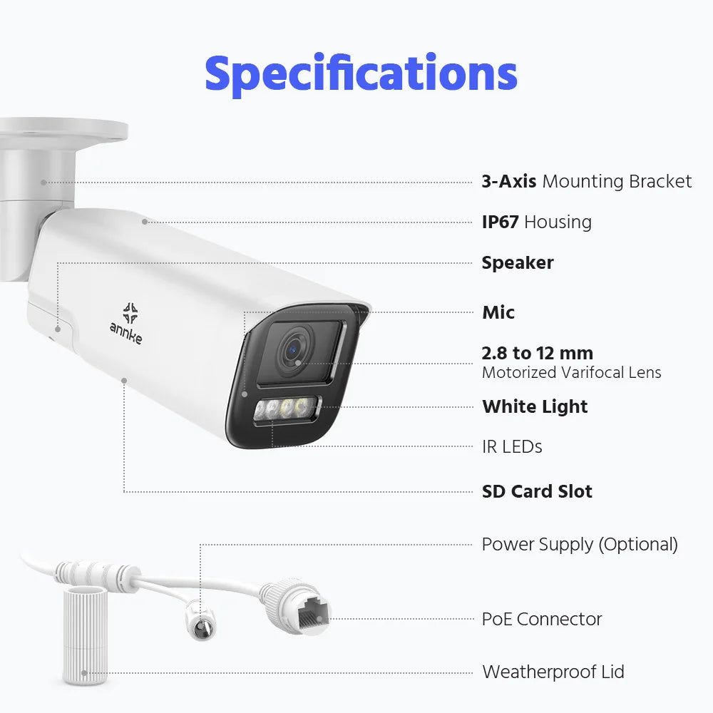 ANNKE H.265+ 4K Ultra HD IP Camera 4X Optical Zoom Dome Camera Home 8MP Night Vision Security Camera 2.8mm poe camera outdoor 4k