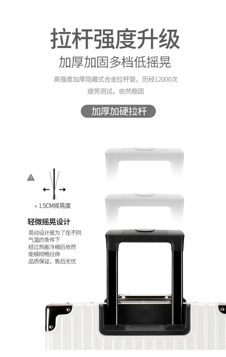 Luggage Suitcase Aluminum Frame 20 Trolley Case Universal Wheels 24 Female Male Students 26 Durable Password 28inch Leather Case