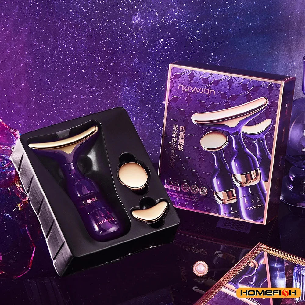 HOMEFISH 3 In 1 Facial Lifting Device Neck Facial Eye Massage Face Slimmer EMS Beauty Skin Tightening Wrinkle Anti Face Massager