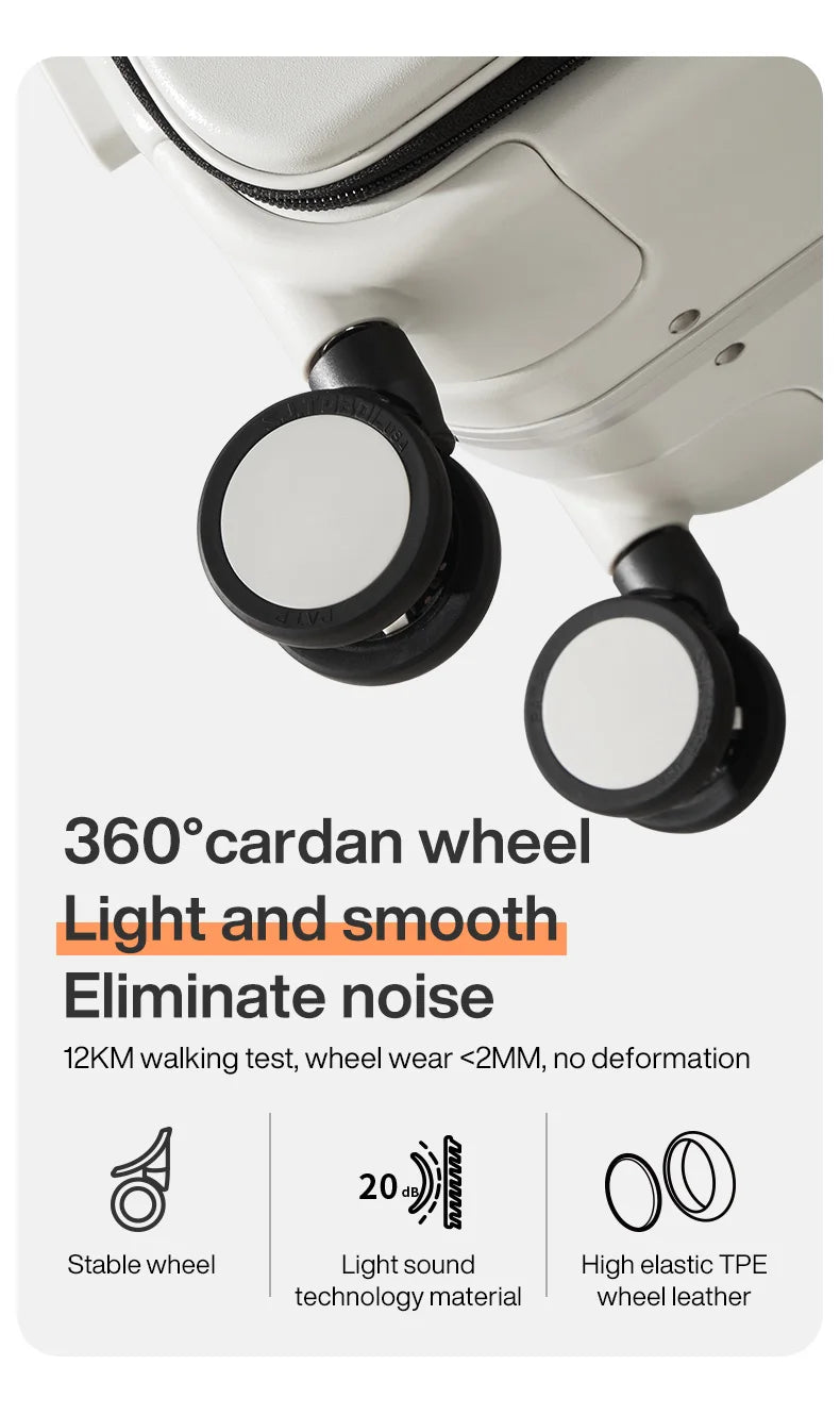 Mixi M9286 Aluminum-Frame PC Carry-On | USB Port, Cup & Phone Holder, TSA Lock, 360° Spinner Wheels (20″/24″)