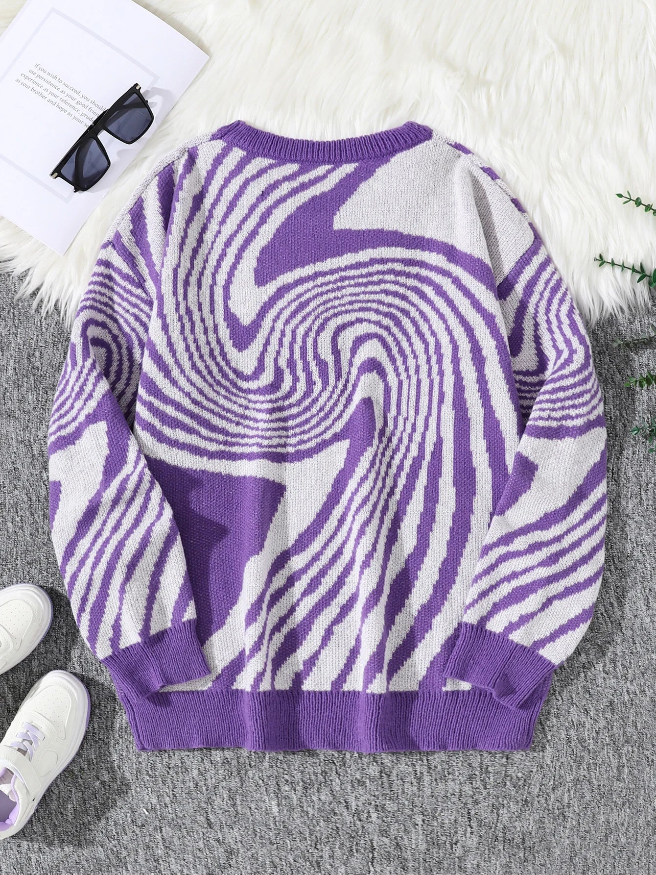 New Popular Autumn and Winter Maze Jacquard Pattern Pullover Sweater Casual Round Neck Contrast Color Knitted Men's Pullover