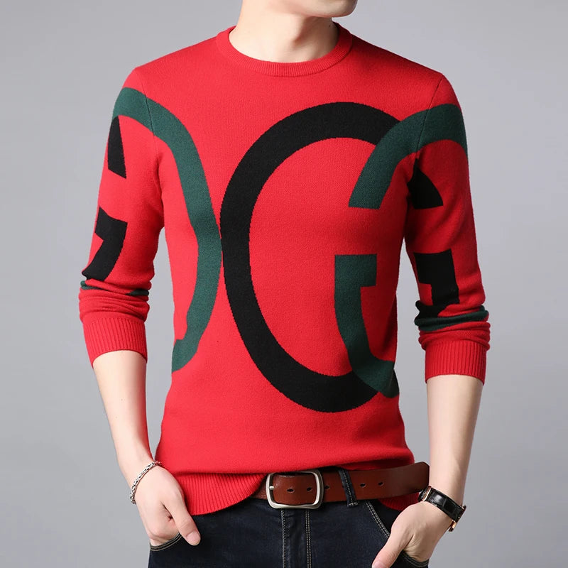 Autumn and Winter Round Neck Sweater for Men, Trendy and Fashionable, Paired with Warm Knit Sweater Trendy Brand Youth, Handsome