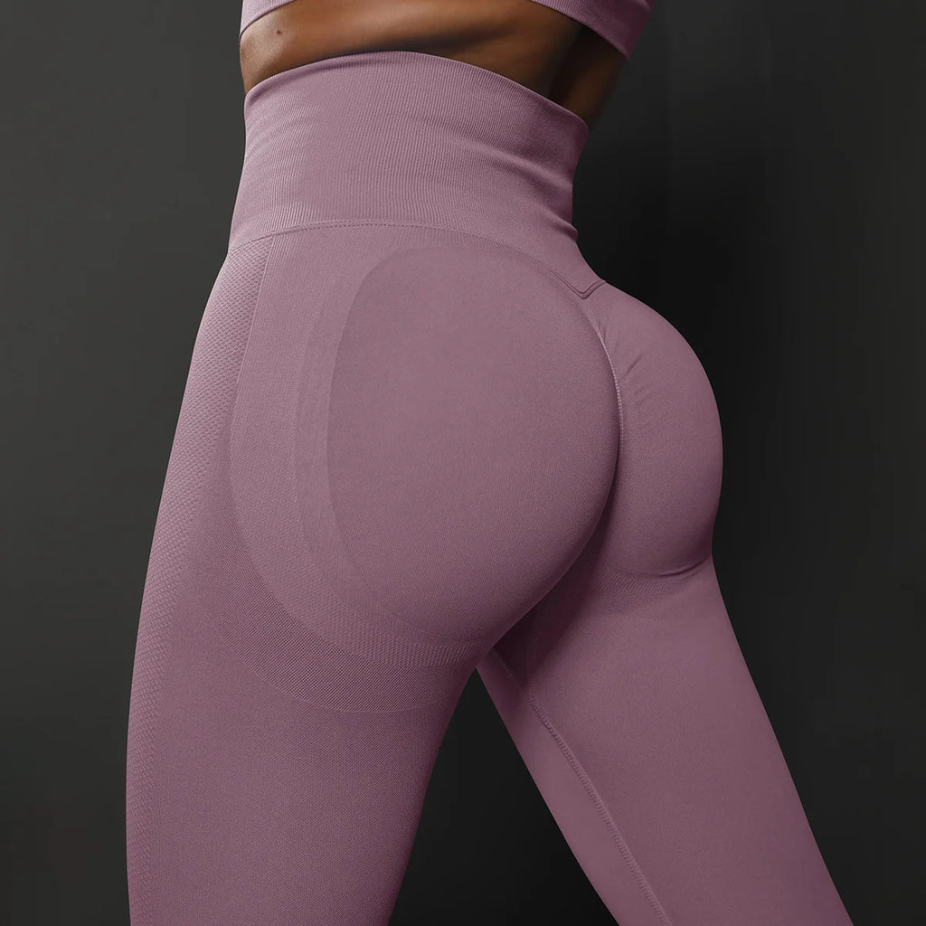 Seamless High-Waist Yoga Leggings – Push-Up Hip Lift Fit