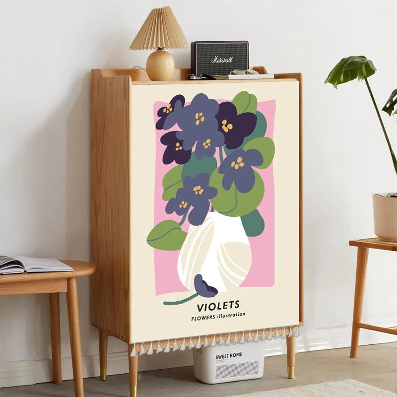 Nordic Style Flowers Plant Cabinet Short Curtains Punch-free Half-curtain Dust Cover for Shoe Shelf Kitchen Storage Curtains