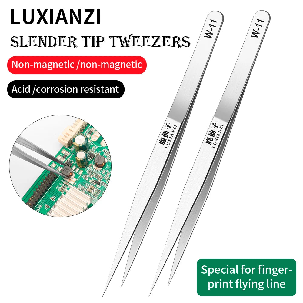 LUXIANZI Non-magnetic Stainless Steel Tweezers For Phone Circuit Repair Hand Tool Precision Flying Wire Industrial Forceps