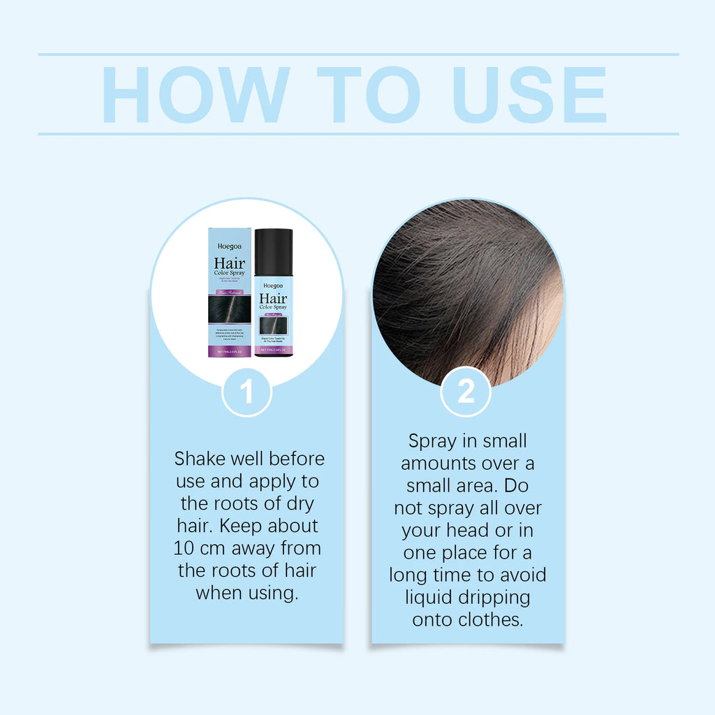 HOEGOA Once Hair Coloring Spray Light/Dark Brown Black  Long-lasting Covers Color Difference Easy to Wash Convenient Touch-up