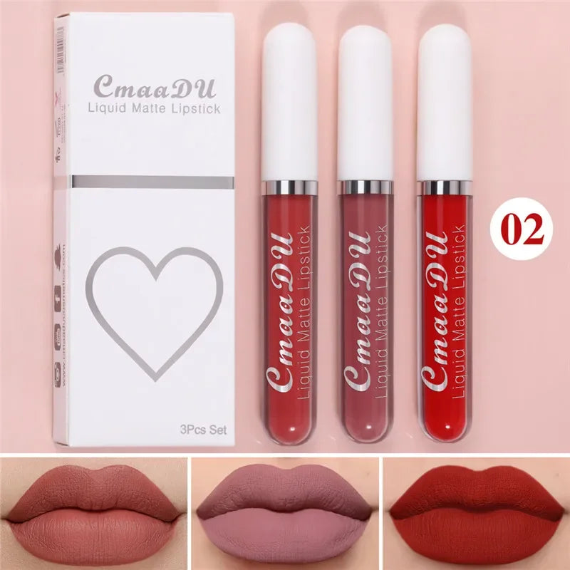 6 Colors/Set Fashion Matte Lip Gloss Sets Natural Moisturize Waterproof Lasting Velvet Sexy Red Liquid Lipstick Beauty Cosmetic