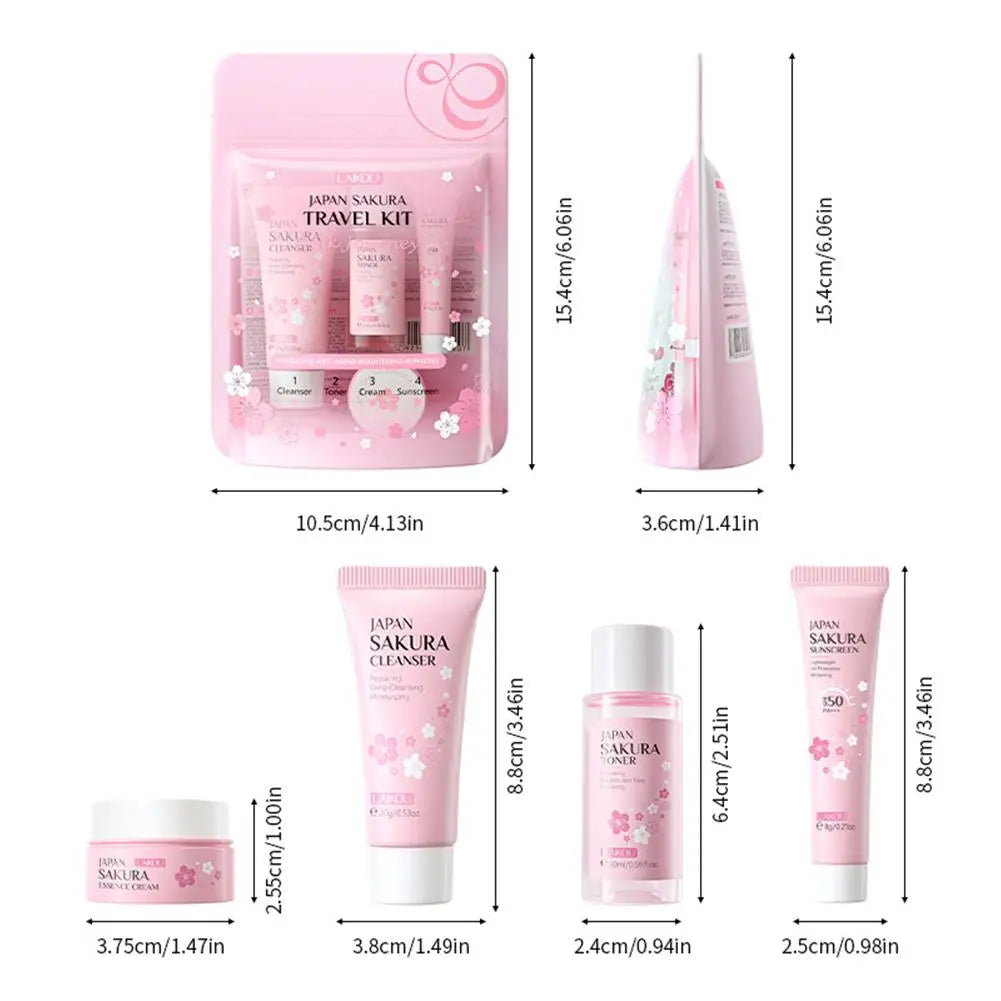 Sakura Skin Care Set facial Cleanser,Serum,Toner,Sunscreen,facial cream Beauty skin care For Women Gifts Routine Travel Kit