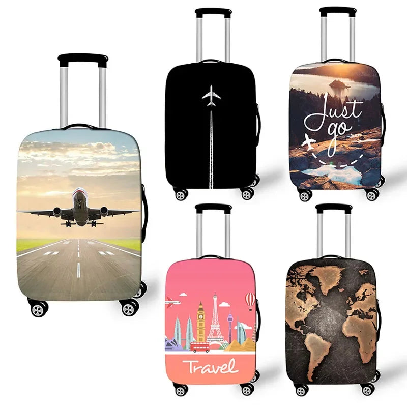 Airplane Go Travel Suitcase Covers Plane Aircraft Map Travel Elastic Trolley Case Protective Cover Anti-dust Luggage Covers Gift