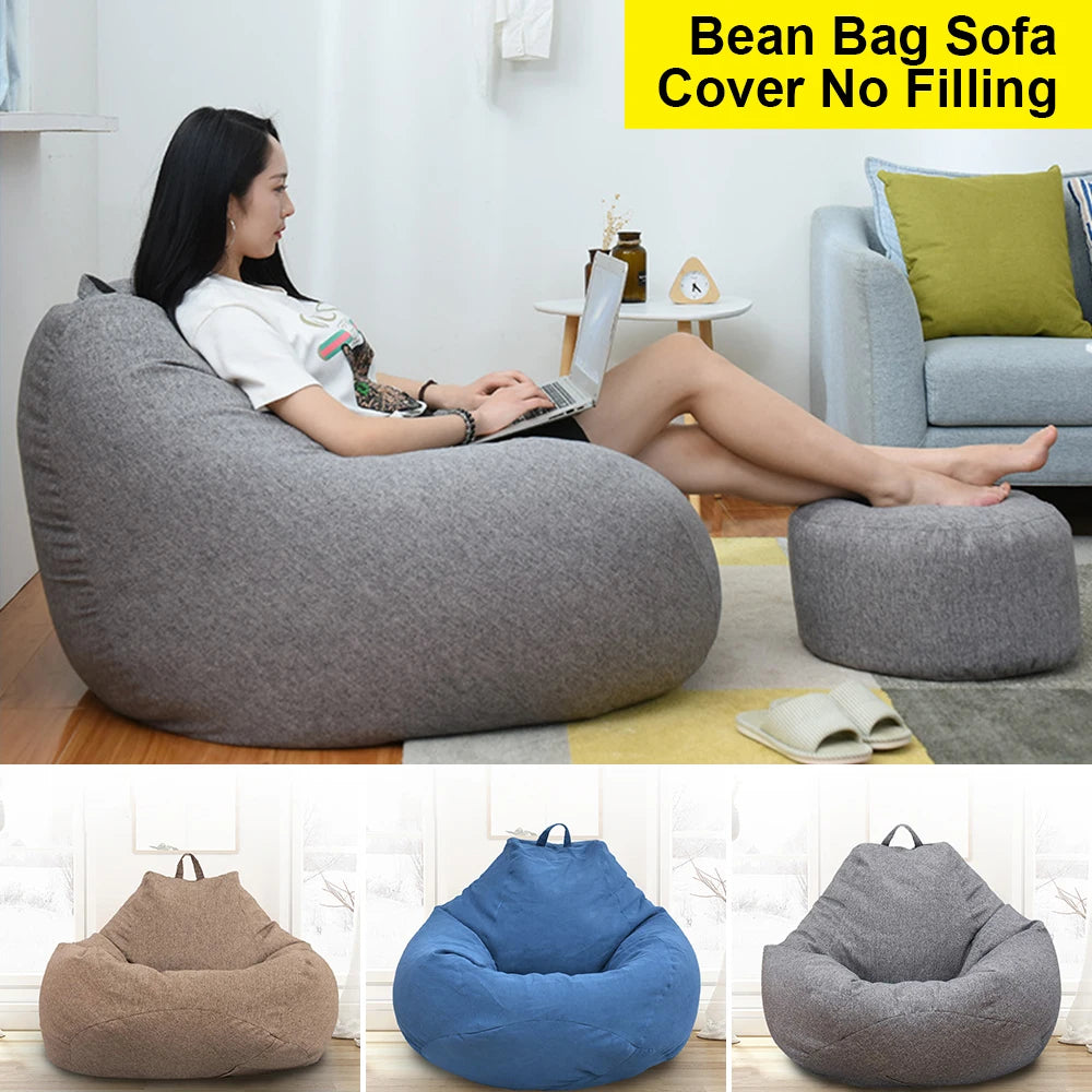 Lazy Sofas Cover Chairs Without Filler Comfortable Adults Bean Bag Chair Couch Living Room Bedroom Home Tatami Lounger Cover
