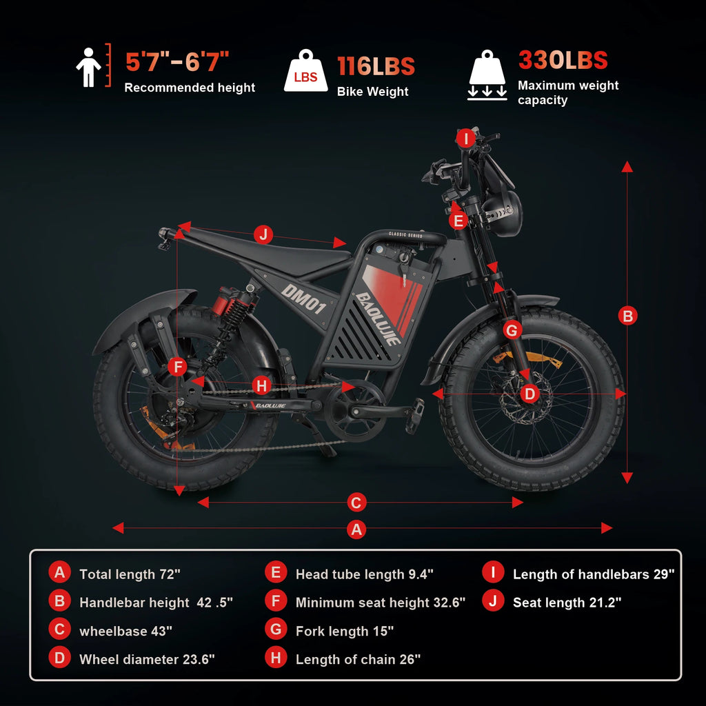 BAOLUJIE DM01 Electric Bike for Adults — 60V 2000W, Up to 42 MPH, Long-Range
