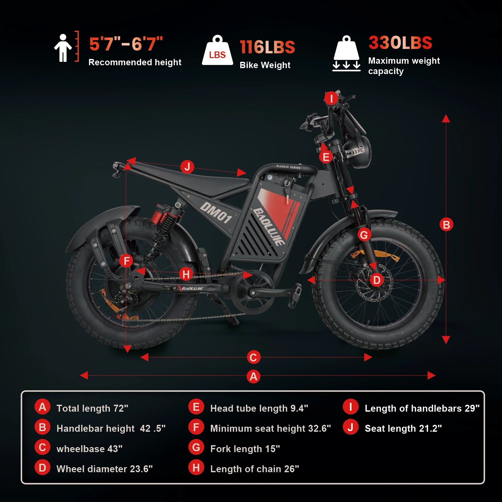 BAOLUJIE DM01 Electric Bike for Adults — 60V 2000W, Up to 42 MPH, Long-Range