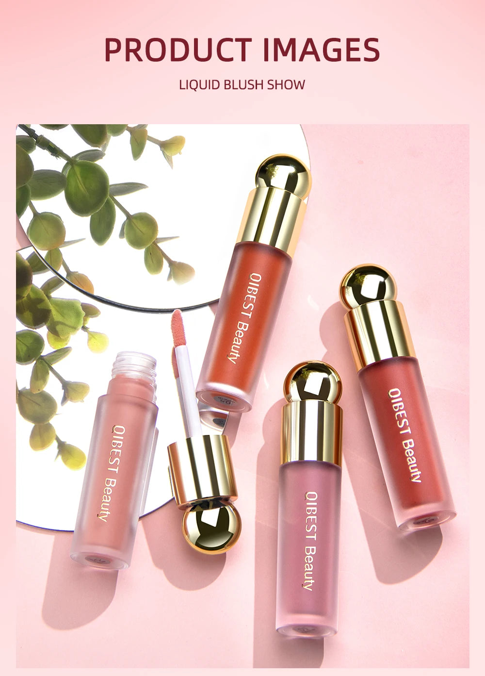 QIBEST Cushion-Applicator Liquid Blush (Waterproof, Soft-Matte)