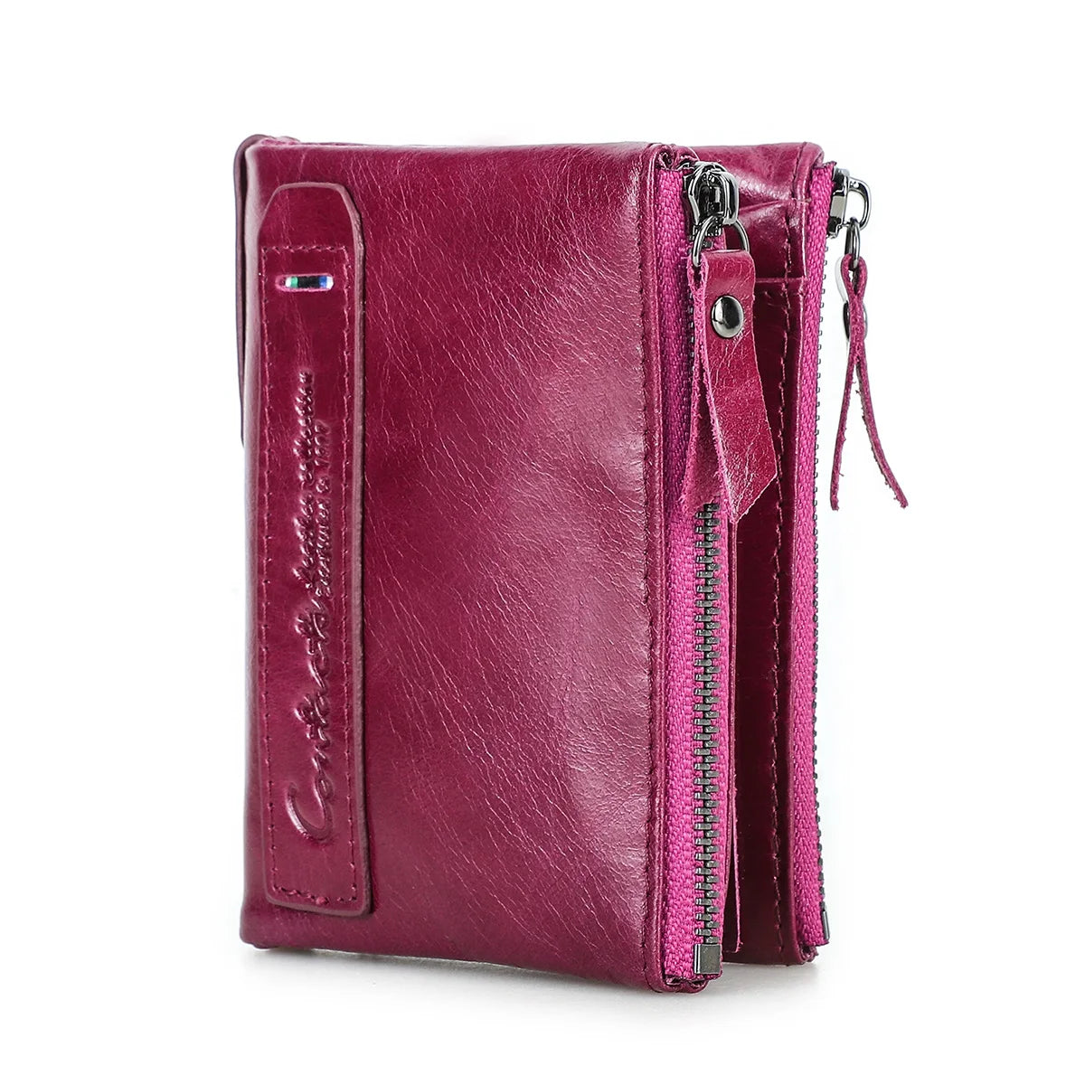 CONTACT'S Fashion Genuine Leather Women Wallet Bifold Card Holder Coin Purse Small Women's Purse Money Clip Men Pocket Wallets