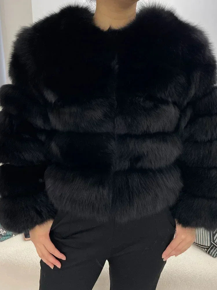 OFTBUY 2024 Winter Real Natural Raccoon Fox Fur Women Coat Short Leather Thickened Warm Jacket Elegant Fashionable Overcoats