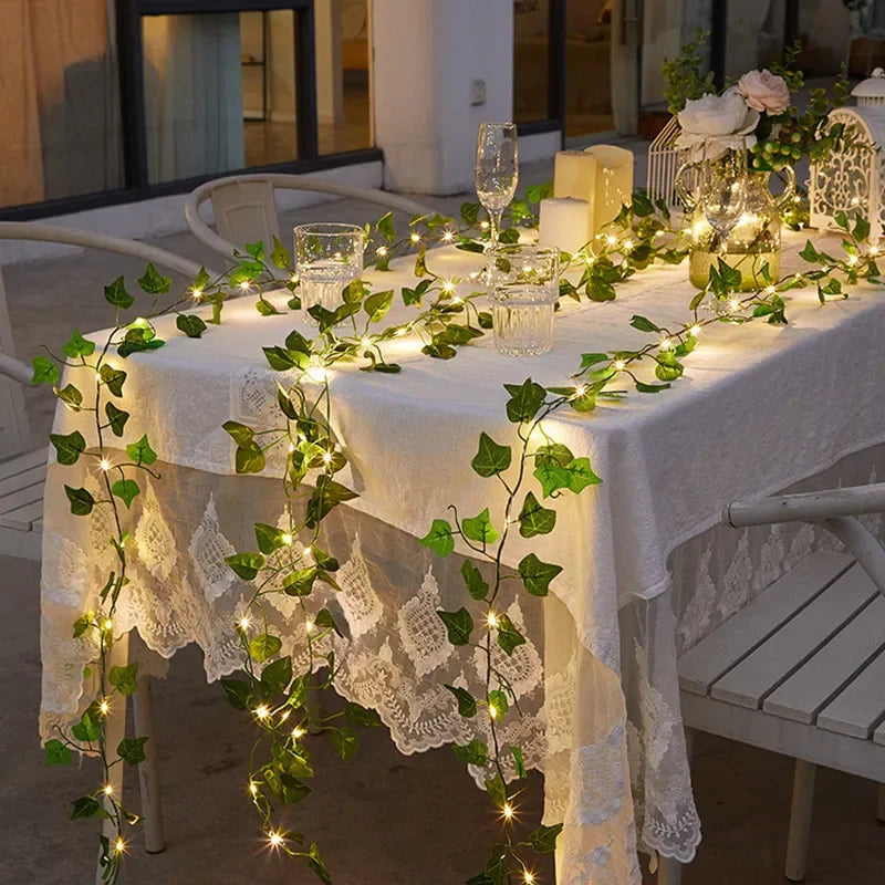 Green Leaf Fairy Vine String Lights (Battery Powered, LED)