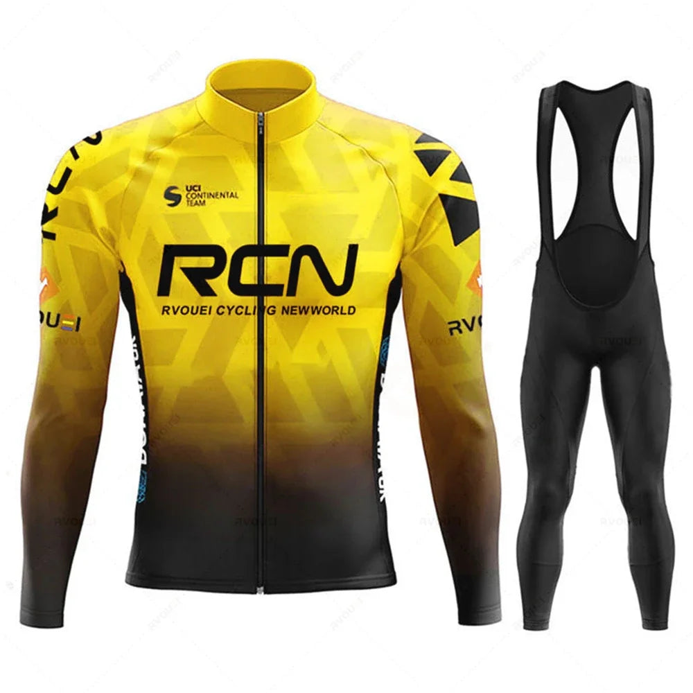 New 2025 Rcn Autumn Cycling Jersey Bib Pants Set Ropa Ciclismo Bicycle MTB Clothing Road Bike Suit Men Long Sleeve Bicicleta Set