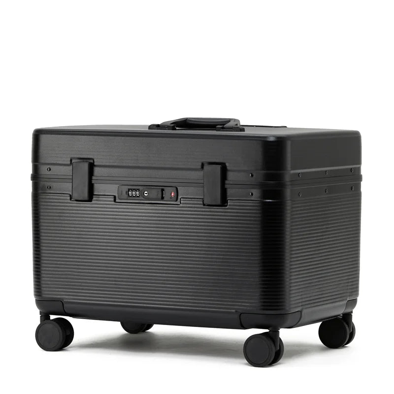 Aluminum Alloy Frame Suitcase, Top-Opening ABS Portable Trolley Case, Universal Wheels, Customs Code Lock Boarding Case