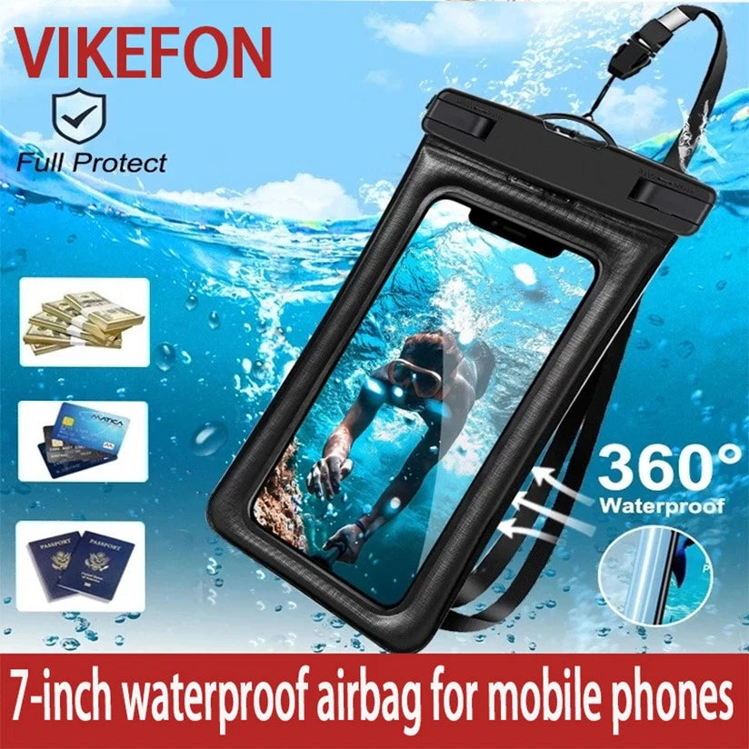 Floating Airbag Waterproof Swim Bag Phone Case For iPhone 13 14 15 16 Pro Max Samsung S23 S25 Xiaomi 15 Huawei P30 20 Lite Cover