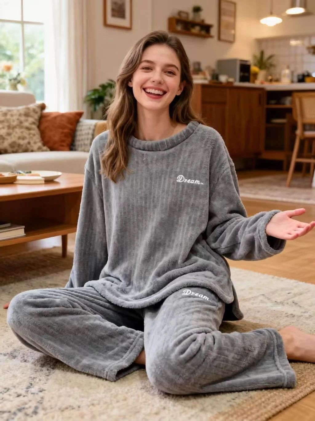 Pyjamas Women Winter Woman Pajamas Warm Women's Pajamas With Pants Pyjama Femme Ensemble Fleece-lined Set Loungewear Sets Woman