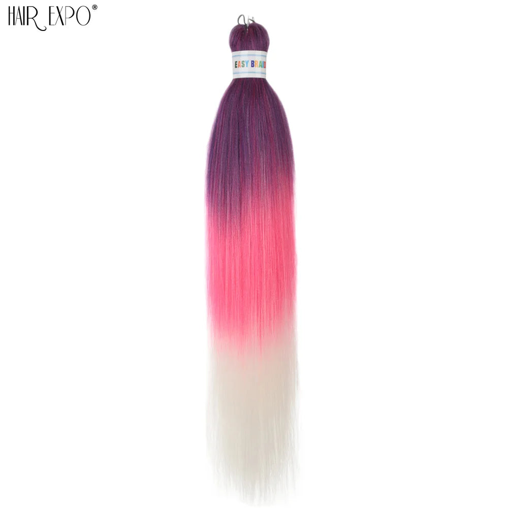 26Inch Easy Braids Hair Synthetic Colourful Pre Stretched Braiding Hair Extensions Jumbo Braids Ombre Yaki Long Straight Hair