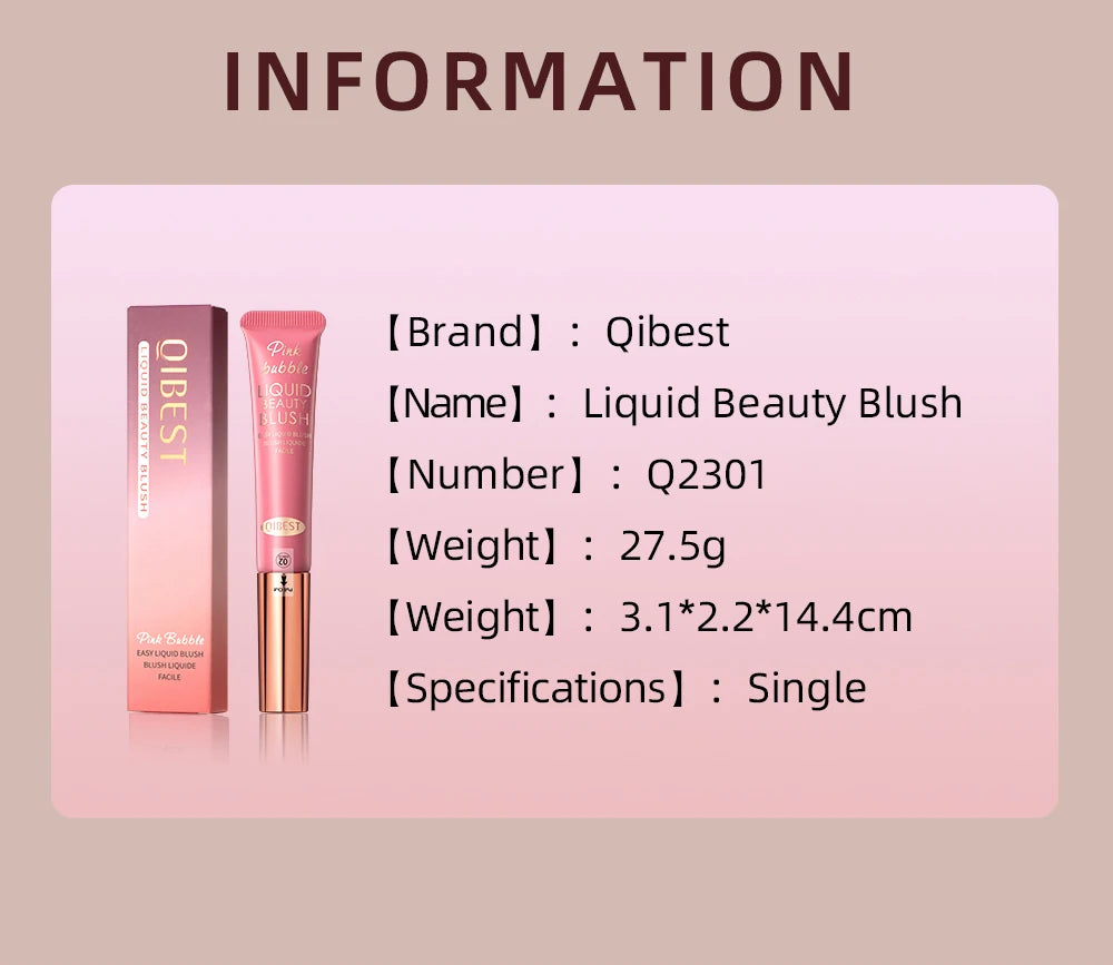 QIBEST Cushion-Applicator Liquid Blush (Waterproof, Soft-Matte)