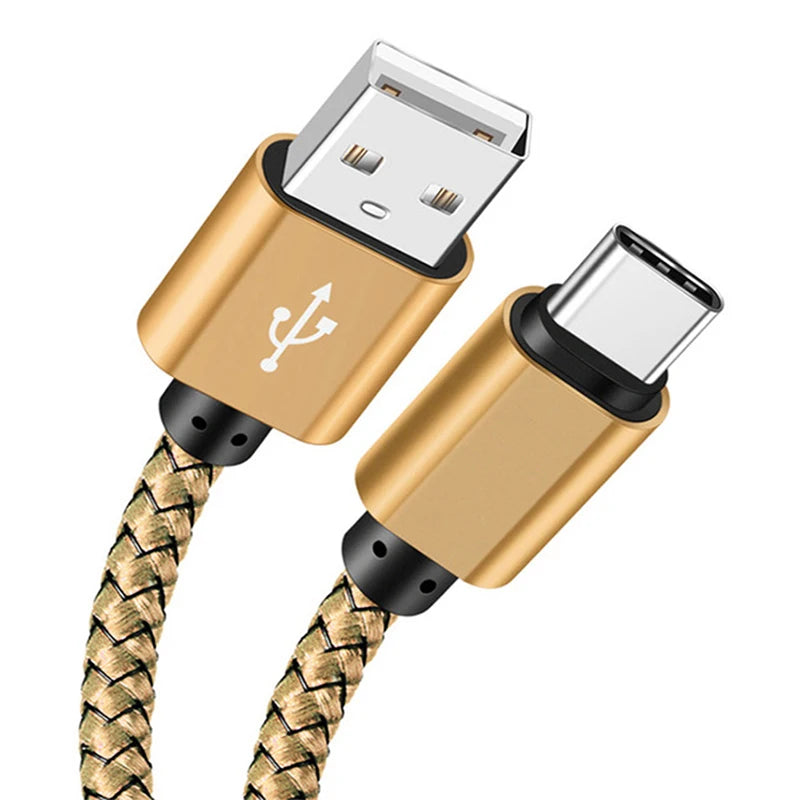 USB A to Type C 2.4A Charging Cable Nylon Data Cable For Samsung Huawei Android phone Braided TypeC Charging Device 1M 2M 3M