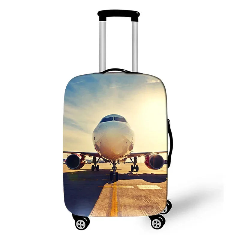 Airplane Go Travel Suitcase Covers Plane Aircraft Map Travel Elastic Trolley Case Protective Cover Anti-dust Luggage Covers Gift