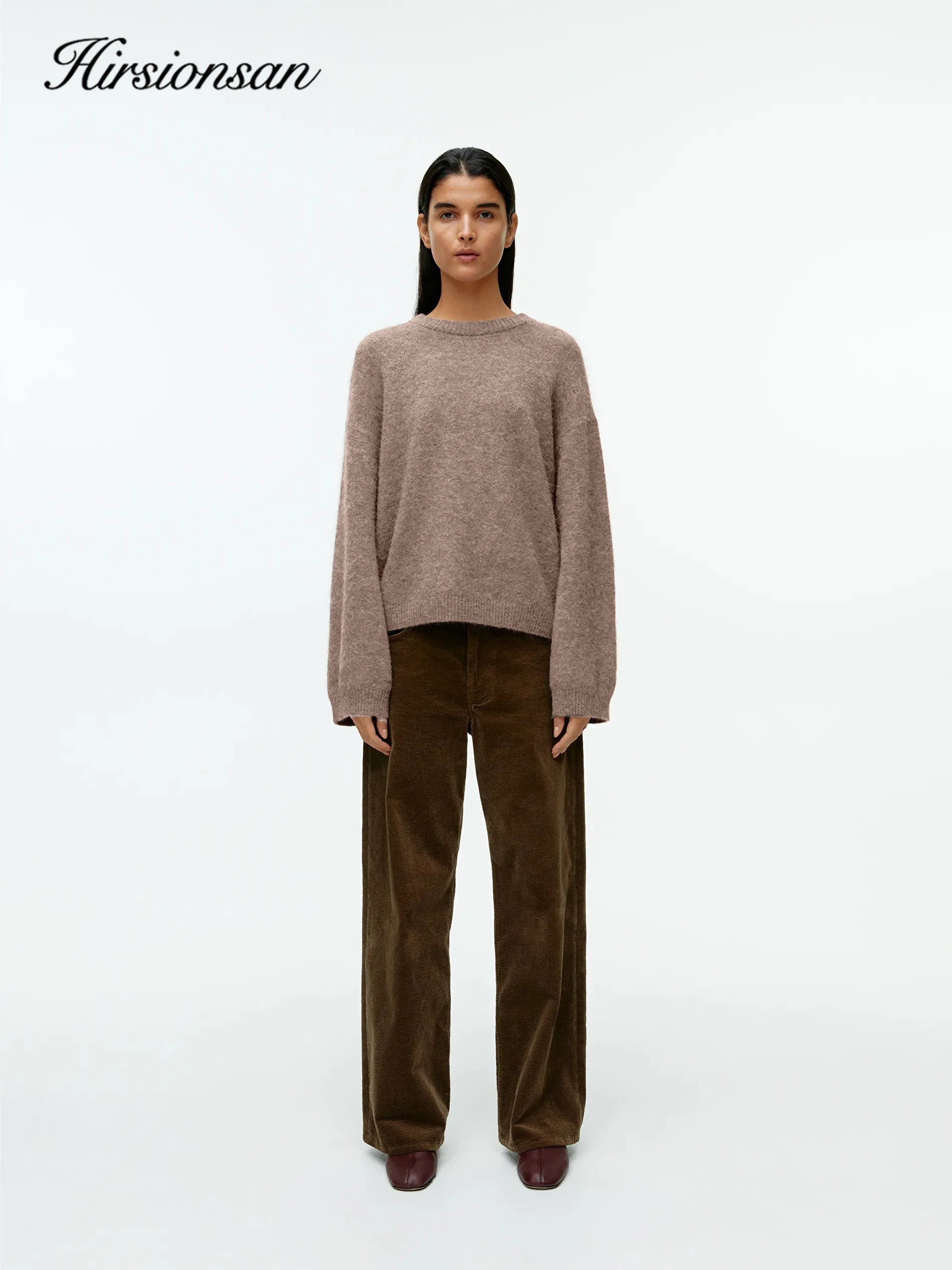 Hirsionsan Women’s Lantern Sleeve Knit Sweater – Oversized Thick Pullover, Cozy O-Neck Casual Top (2025 New Arrival)