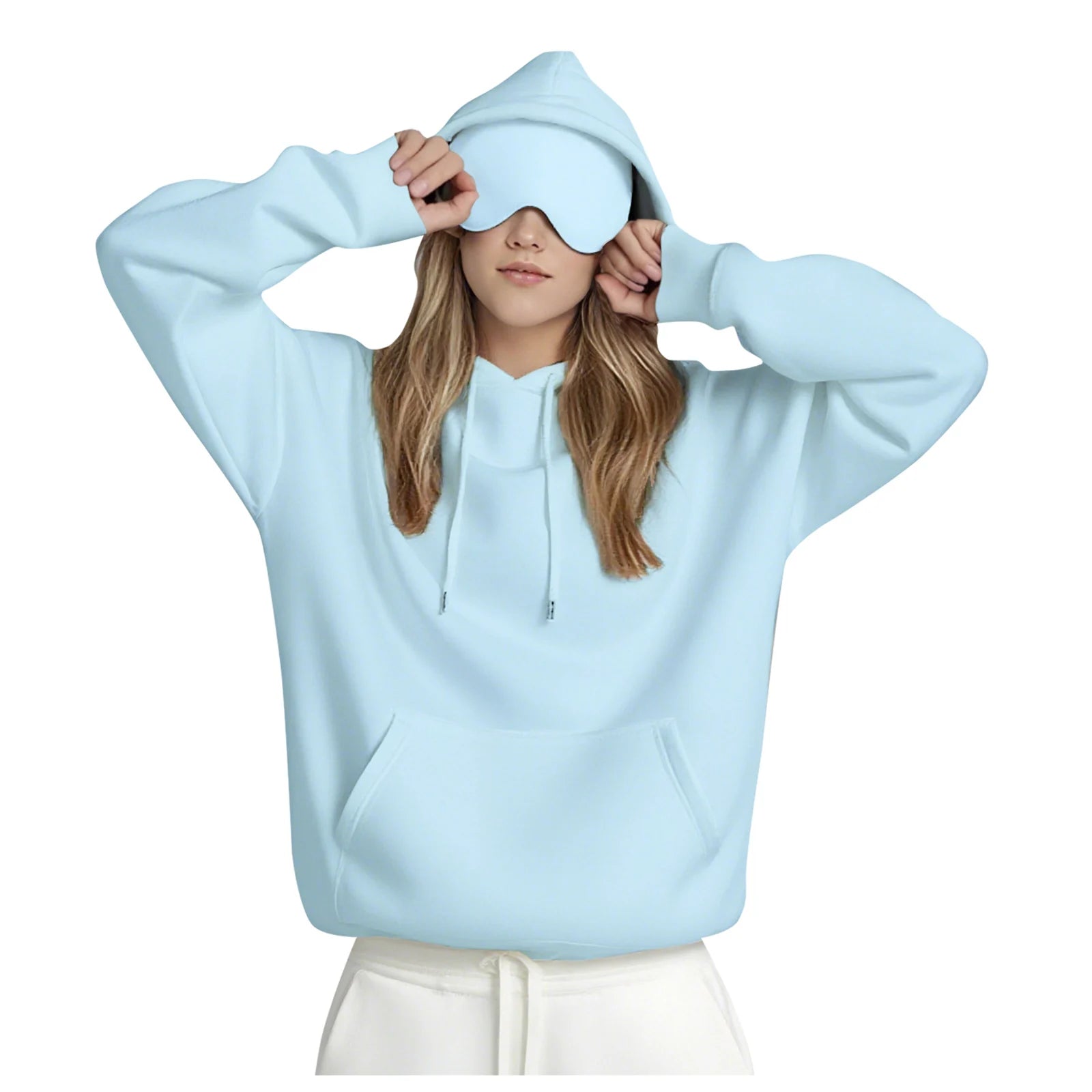 Plus Size Hoodie with Built-In Eye Mask – Oversized Travel Pullover