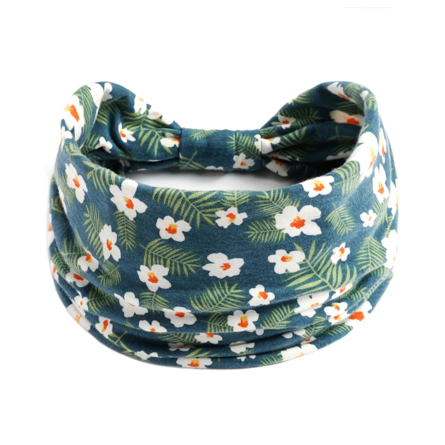 Boho Wide Knot Floral Cotton Headband | Stretch Turban Hair Scarf for Women