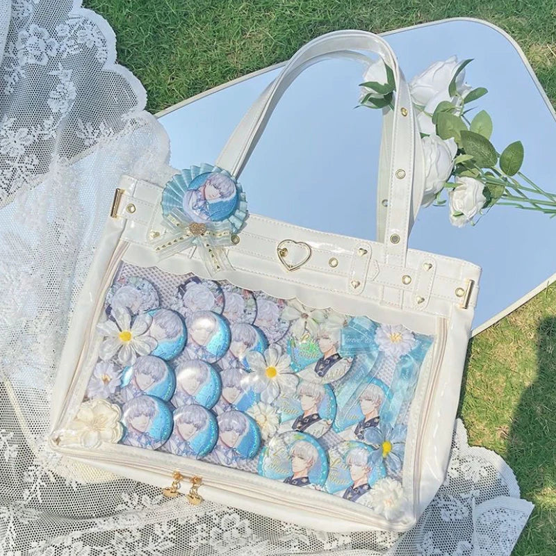 New Original Spicy Girl Cool Ita Bag Large Capacity Transparent Pain Layer Crossbody Bag Love Chain Ulzzang Shoulder Bag Handbag