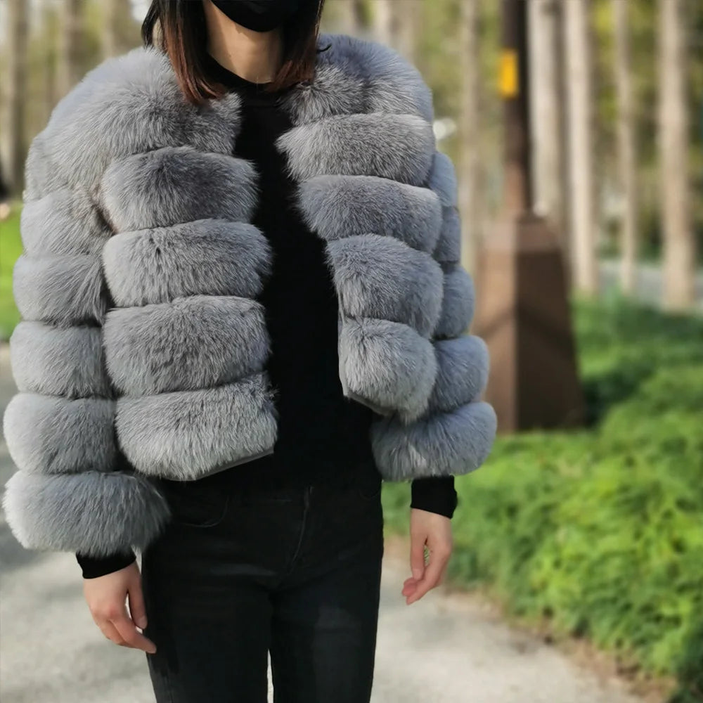 2025 MAOMAOKONG Natural Real Fox Fur Coat Women's Jackets Winter Furry Vest Luxury Beige Khaki Short Leather Female Clothing