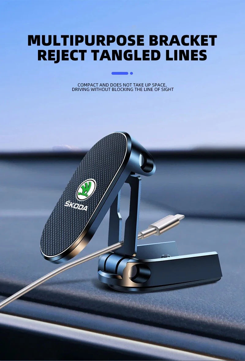 Magnetic Car Phone Holder Foldable Phone Stand For Skoda Octavia MK2 MK1 2 3 A5 A7 A8 Fabia Karoq Superb Rapid Kamiq Scala