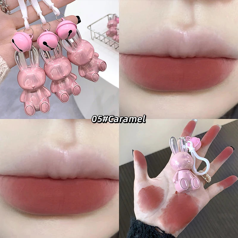 Gege Bear Pink Rabbit Velvet Matte Lip Cream Black Rabbit Water light lip glaze matte mirror pendant lipstick lip gloss