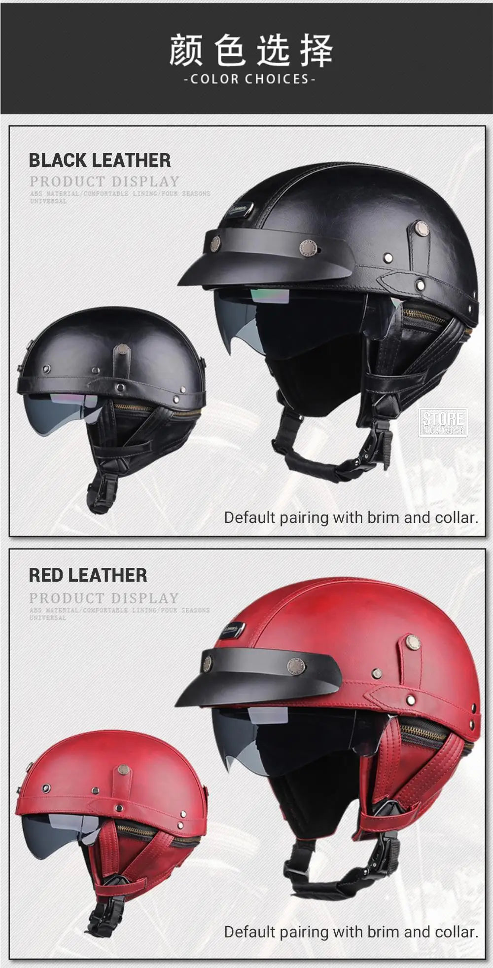 HEROBIKER Retro Half Motorcycle Helmet (DOT, HD Visor)