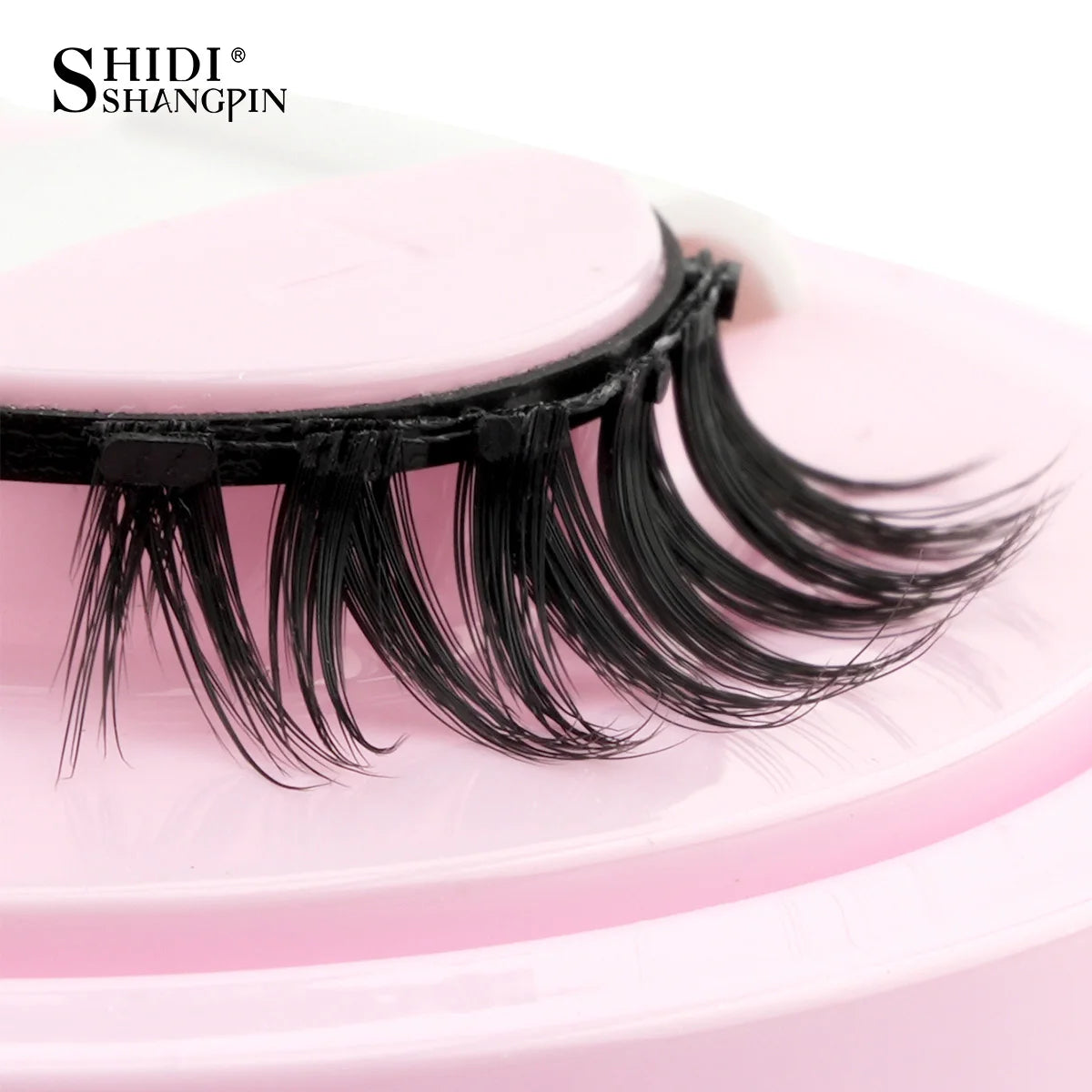 SHIDISHANGPIN 3D Magnetic False Eyelashes — Reusable, Glue-Free, Natural Long & Fluffy Look (1 Pair + Curler)